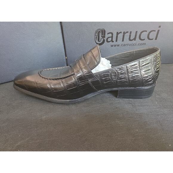 Garrucci Black Embossed Crocodile Black Loafer Dress Shoes Size 10.5 main image 8